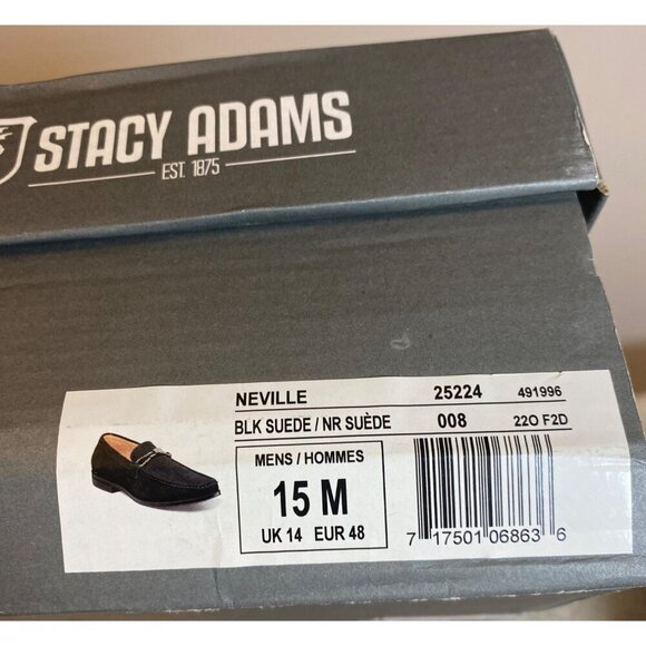 Stacy Adams Shoes Neville Moc Toe Bit Slip on Black Suede Size 15, NIB - Picture 12 of 14